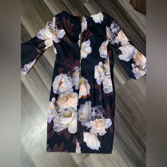 Calvin Klein Black Floral Long Sleeve Dress - Picture 9 of 14